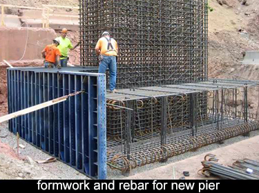 New pier under construction, formwork and rebar